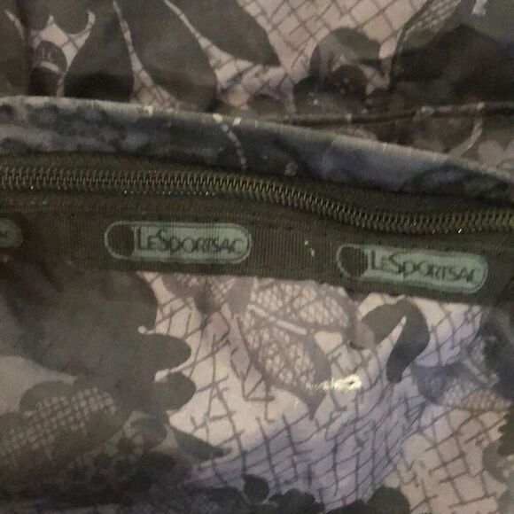 Lesportsac Black and gray lace pattern large knapsack, backpack nylon